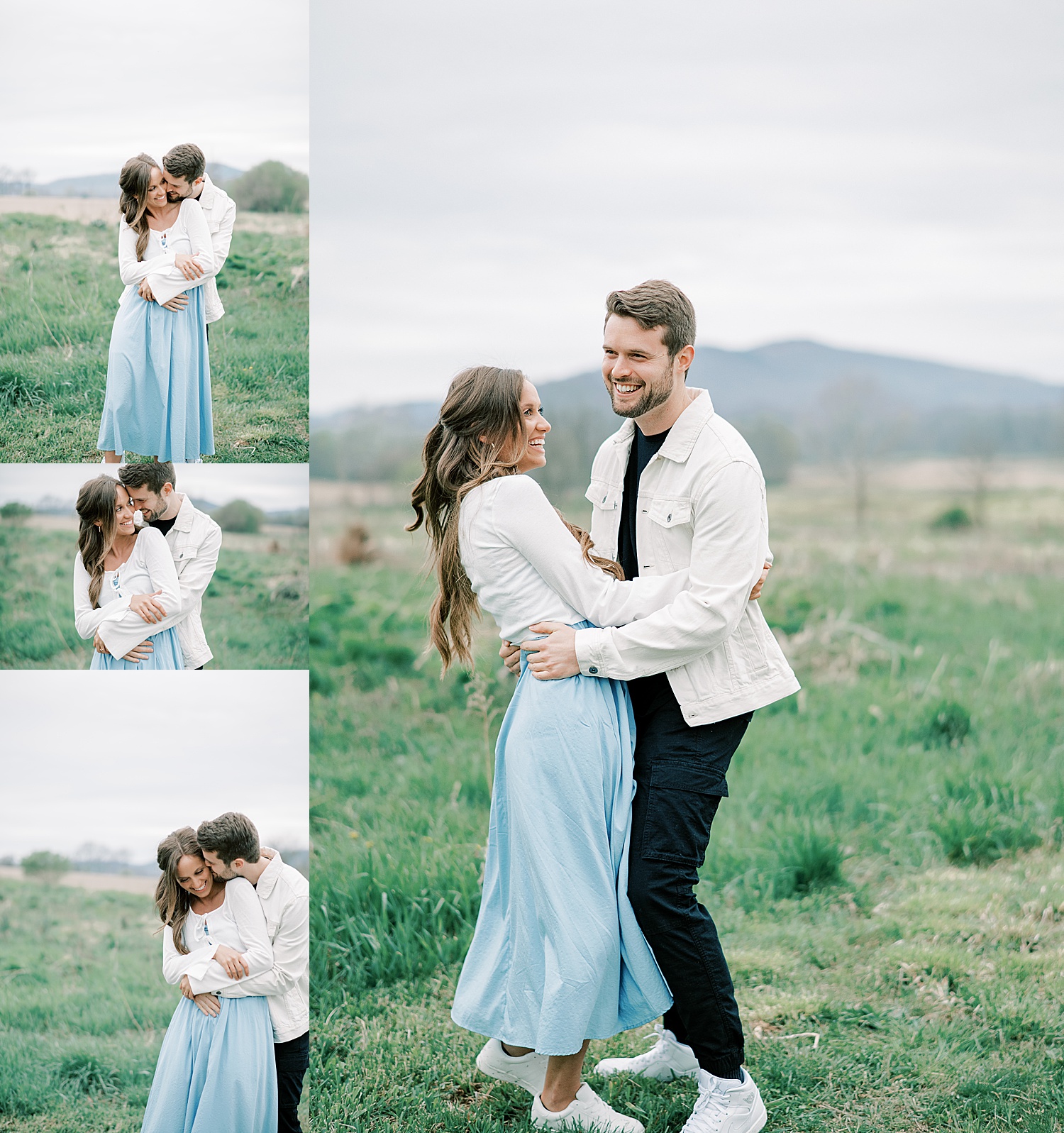 running in the fields during engagement session with Pennsylvania engagement photographer 
