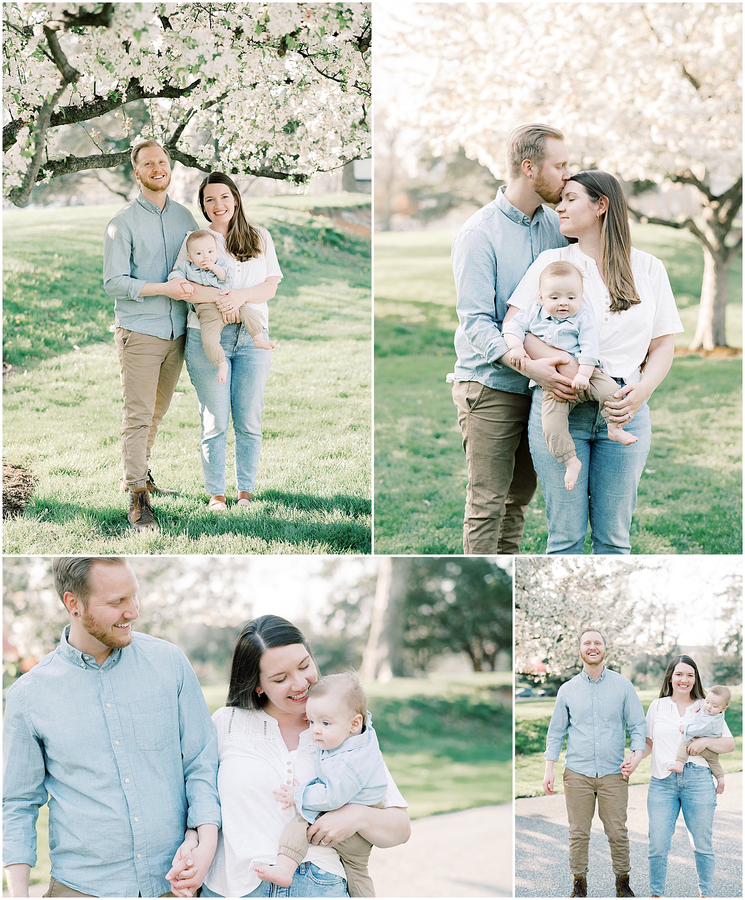 mom holding baby boy during Carlisle Spring Family Session with mom and dad 