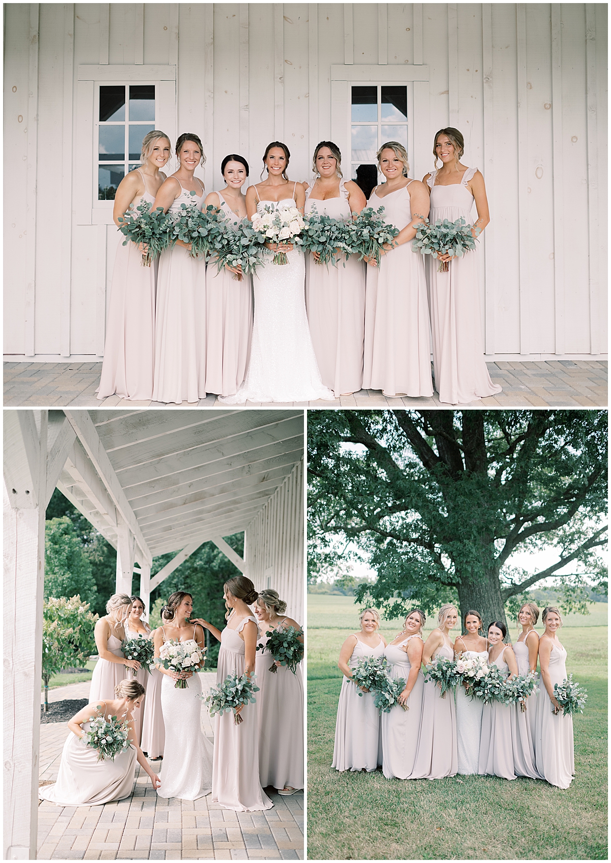 bride and bridesmaids holding wedding florals by Addie Eshelman photography 