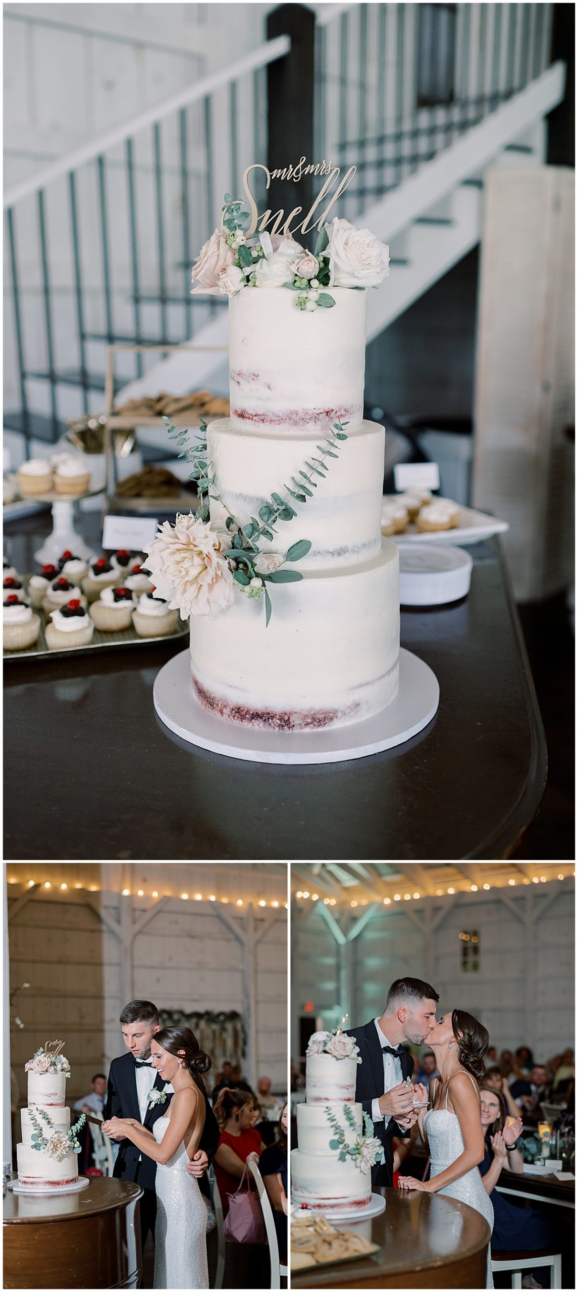 wedding cake with topper and cake cutting by couple by Addie Eshelman photography 