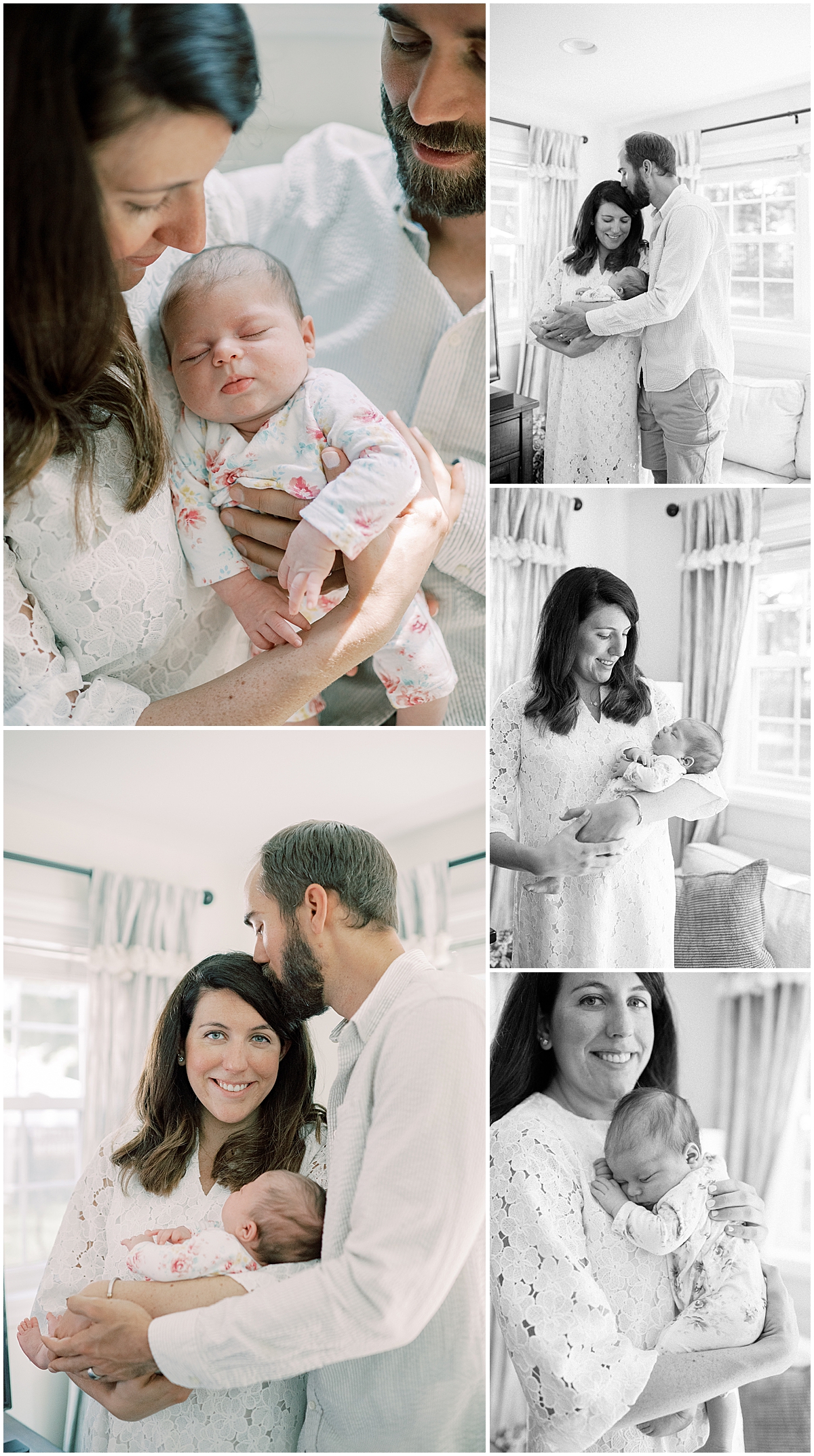in-home family session with newborn in a onesie with mom holding her baby
