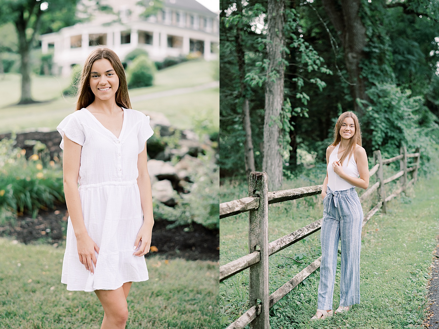 girl standing by fence at senior session by Pennsylvania Senior Photographer 